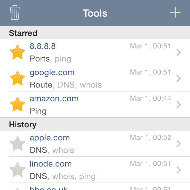 Network Analyzer App - Query history